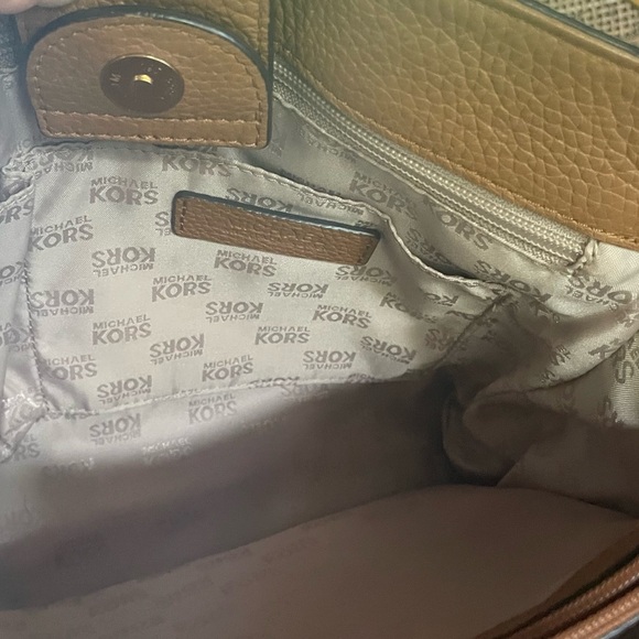 Michael Kors Cream & Tan Genuine Leather Satchel Crossbody - Picture 16 of 17